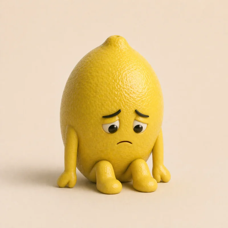 Disappointed lemon slumped and heavy