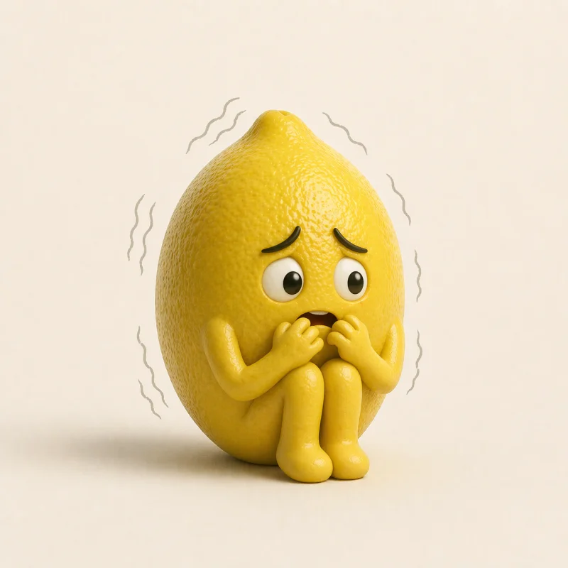 Fearful lemon trembling with wide eyes