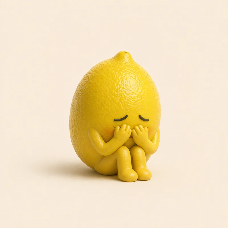 Shame lemon covering its face, eyes closed