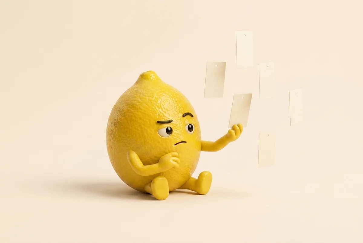 The Lemon Dojo lemon thoughtfully choosing the most precise word for a feeling